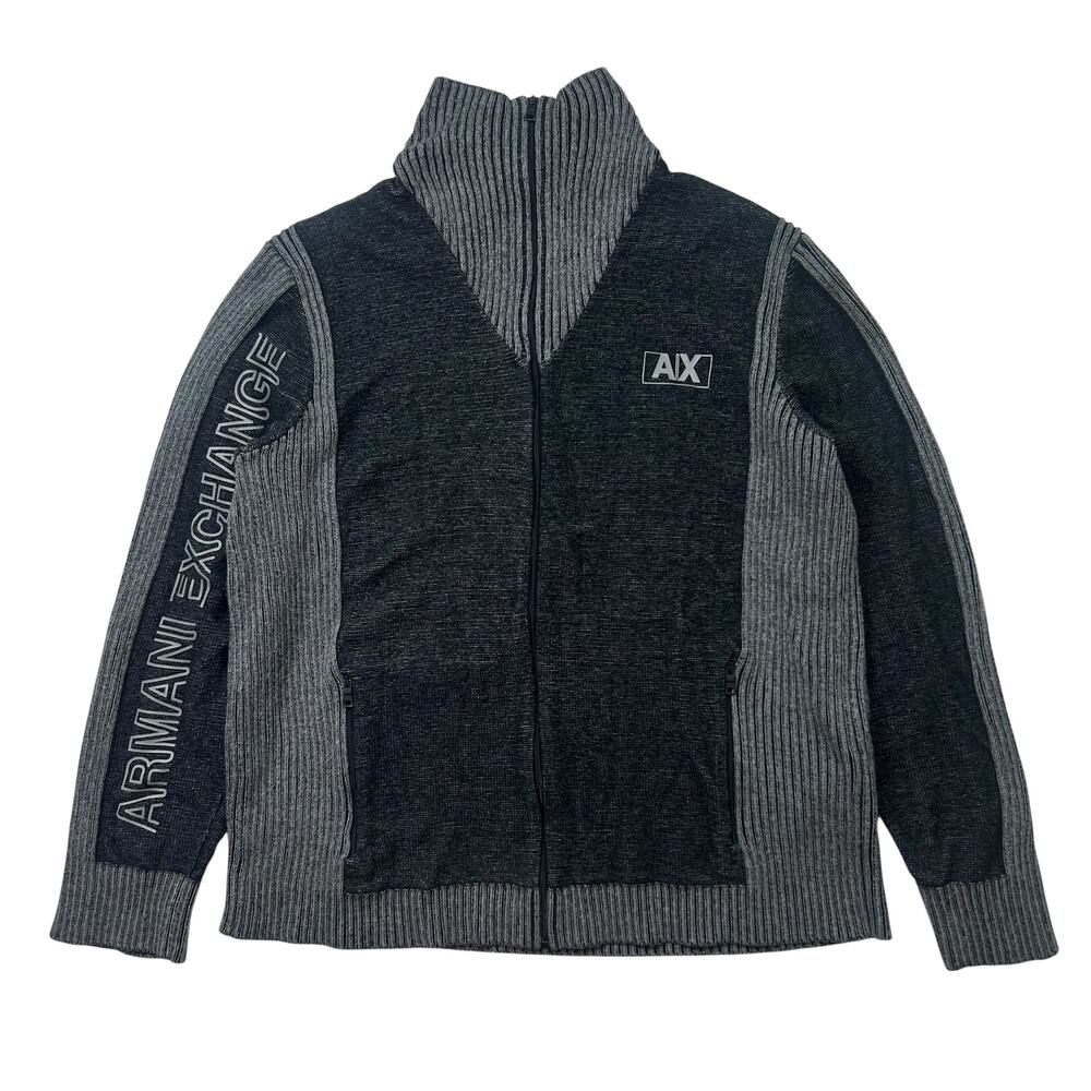 Armani Exchange Full-Zip Sweater Gray Black Size Men's Large
